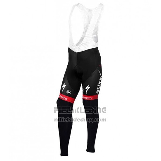 2016 Fietskleding Etixx Quick Step Rood en Zwart Lange Mouwen en Koersbroek